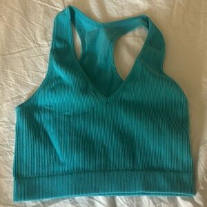 sea blue ribbed top